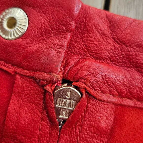 Marciano Red W/Cutouts Mini Skirt - XS - Gold Detail, 100% Lamb Leather - Picture 13 of 16